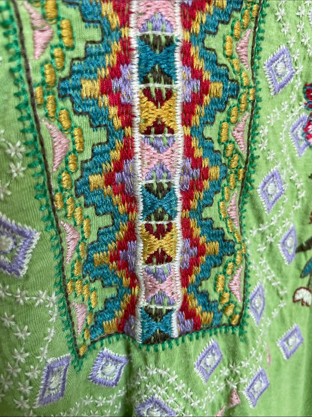 Johnny Was Lime Green Embroidered Floral Tunic - Picture 4 of 7